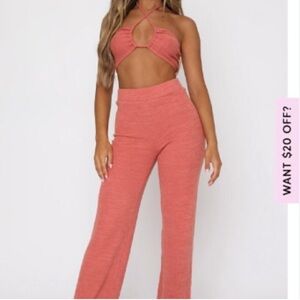 White Fox Boutique Unconditional Knit Flare Pants in Terracotta. Size M